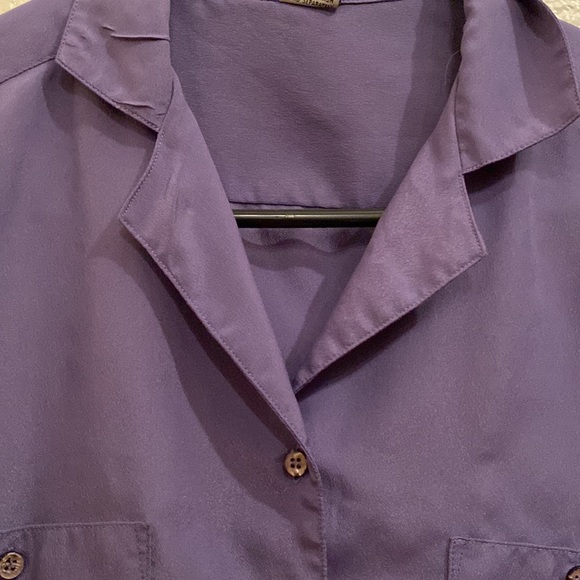 Silky purple indie button down collared top - Picture 4 of 7